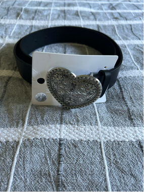 🔥4 for $25 La Express Black Belt Silver Heart Buckle Size Large